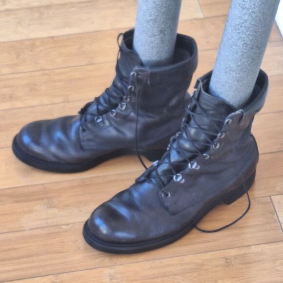 Craddock Terry Combat Grunge Biker Boots Black Leather Punk Emo Mens size 10D - Picture 1 of 16